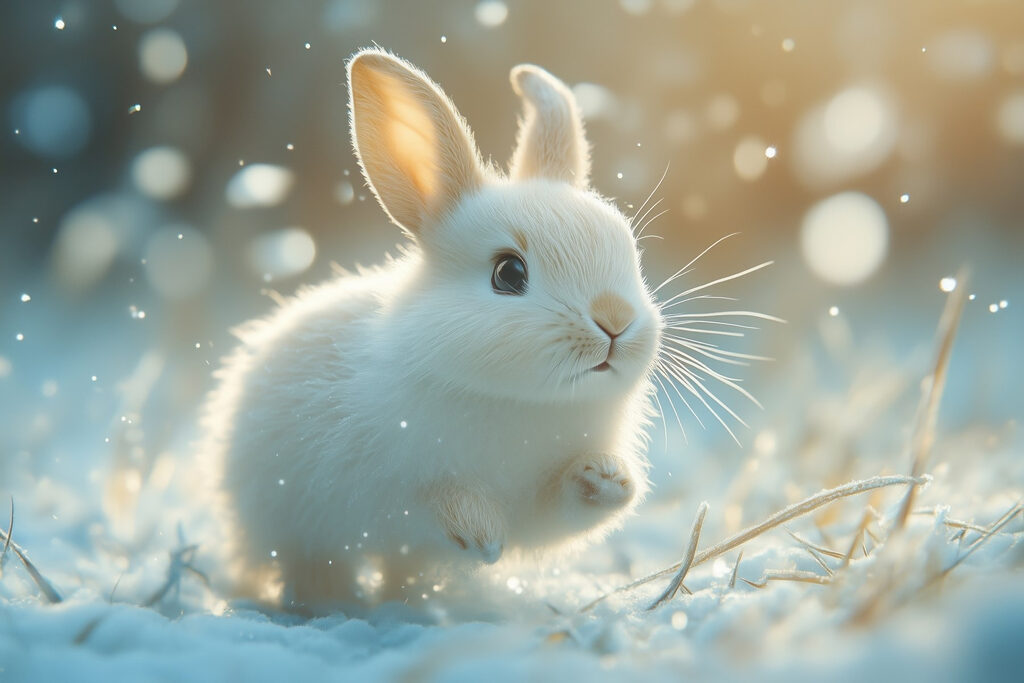 White bunny in the snow White bunny in the snow