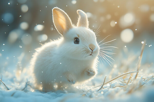 White bunny in the snow White bunny in the snow