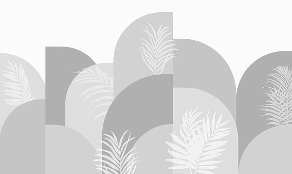 Grey and white background with white leaves Grey and white background with white leaves