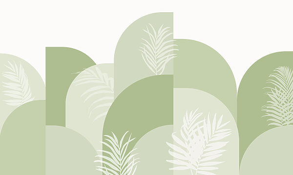 Green and white background with white leaves Green and white background with white leaves