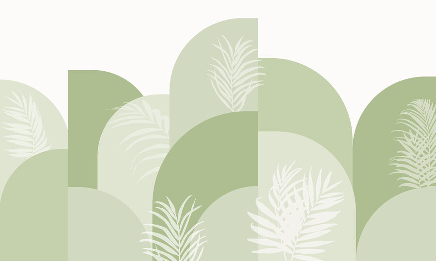 Green and white background with white leaves Green and white background with white leaves