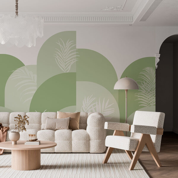 Green and white background with white leaves Green and white background with white leaves