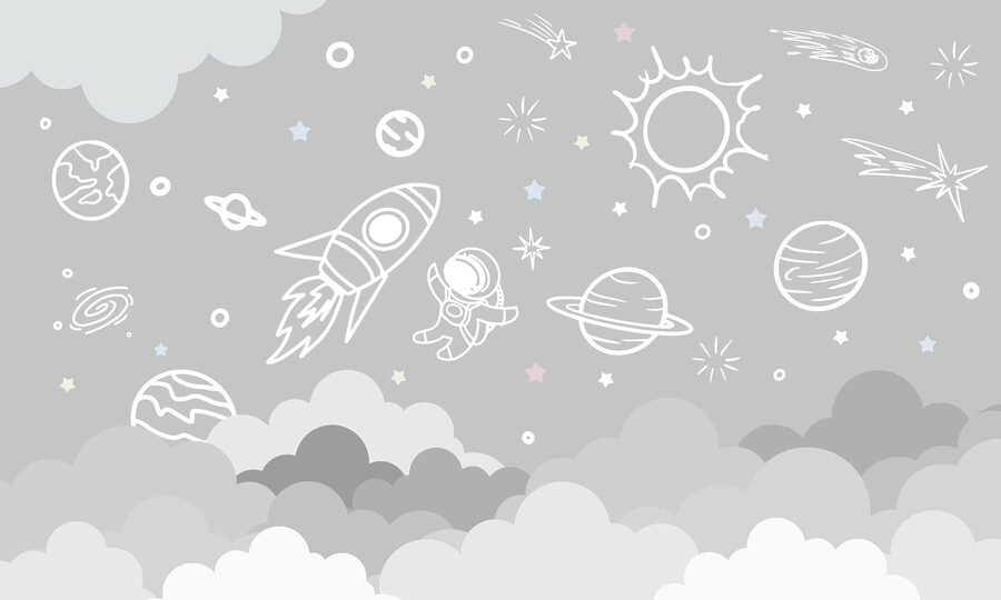 Space scene with clouds and stars