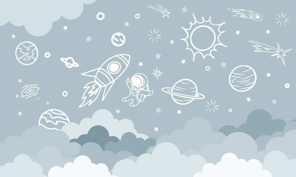 Space scene with clouds and stars Space scene with clouds and stars