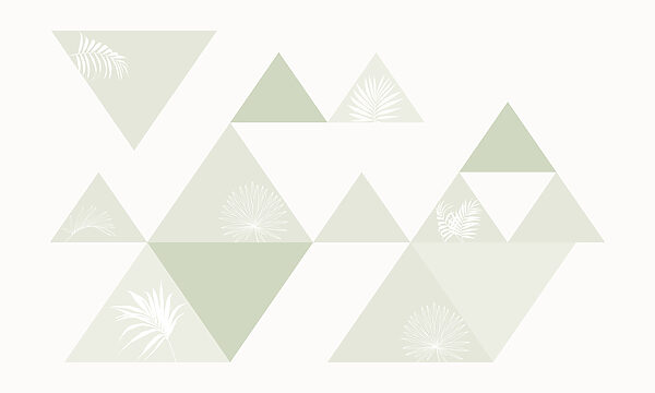 White and green triangles with a pattern of leaves White and green triangles with a pattern of leaves