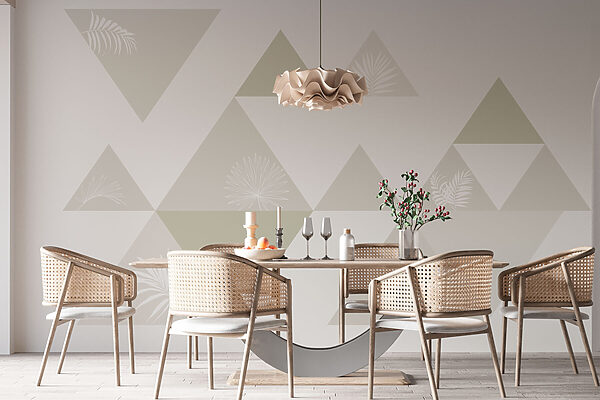 White and grey triangles with leaves White and grey triangles with leaves