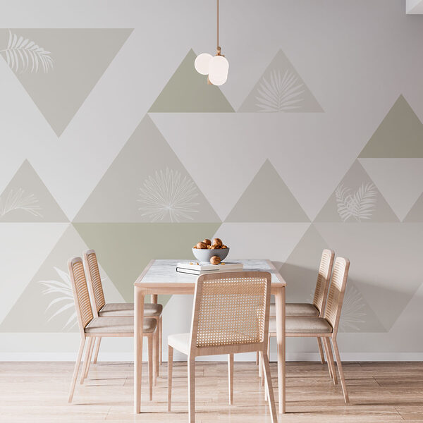 White and grey triangles with leaves White and grey triangles with leaves