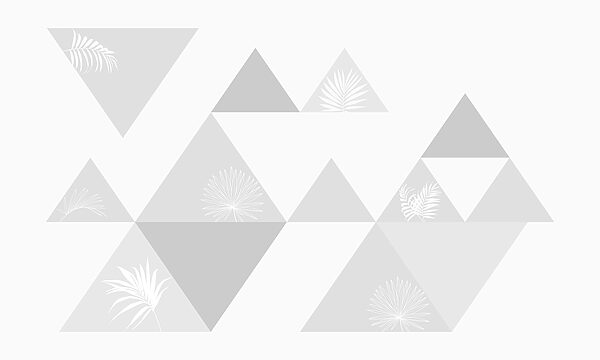 White and grey triangles with a pattern of leaves White and grey triangles with a pattern of leaves