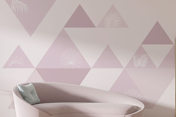 Pink triangles with white flowers Pink triangles with white flowers