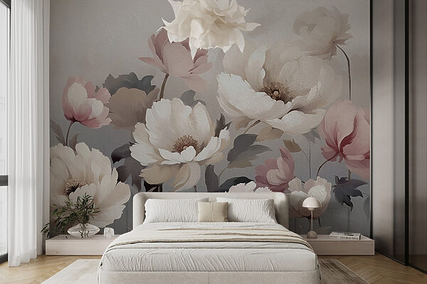Wall murals Painting of flowers on a wall (SKU: w02111) Wall murals Wall murals Painting of flowers on a wall (SKU: w02111)