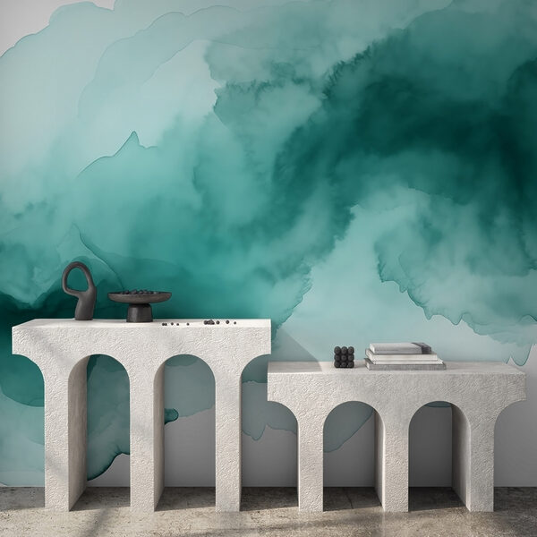 Soothing watercolor abstract in teal hues Soothing watercolor abstract in teal hues