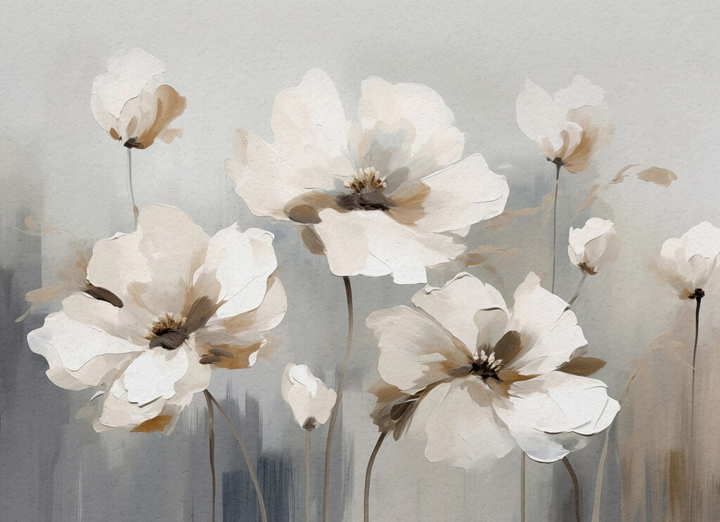 Painting of white flowers Painting of white flowers