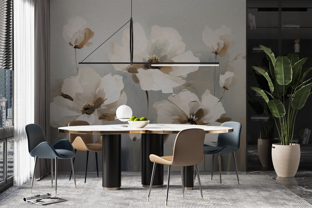 Painting of white flowers Painting of white flowers