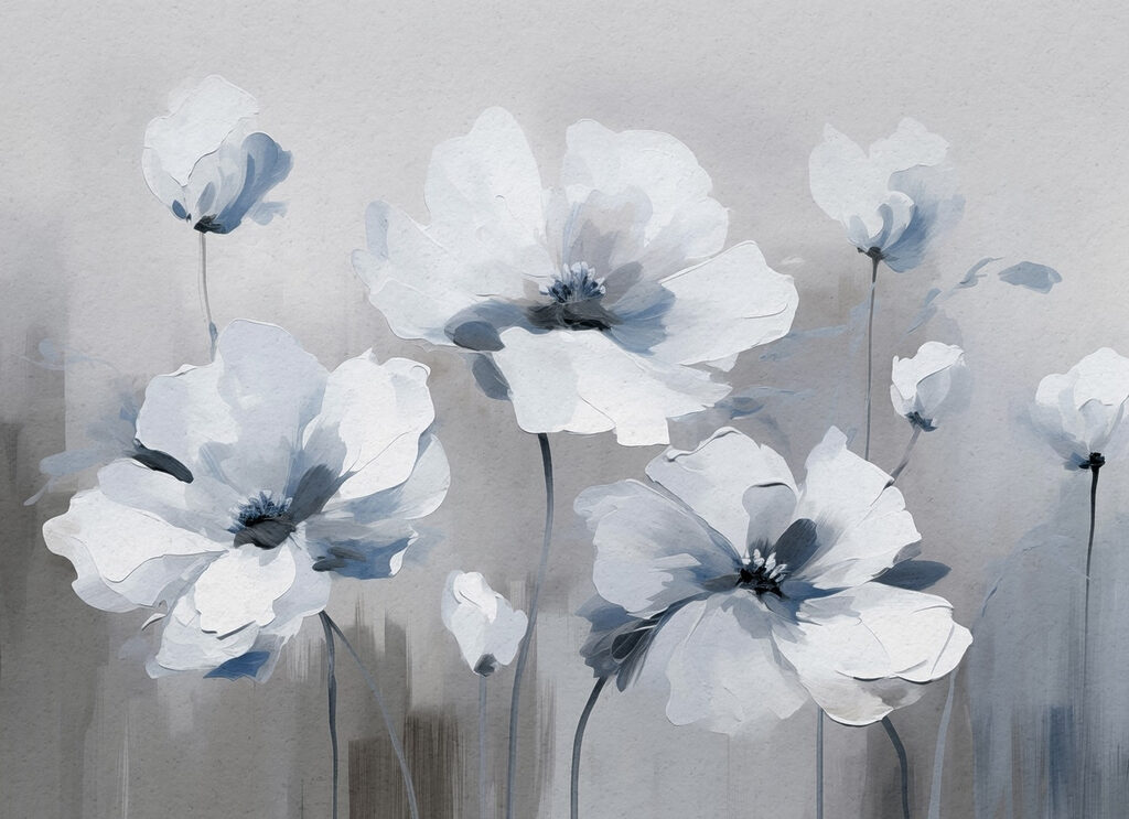 Painting of white flowers Painting of white flowers