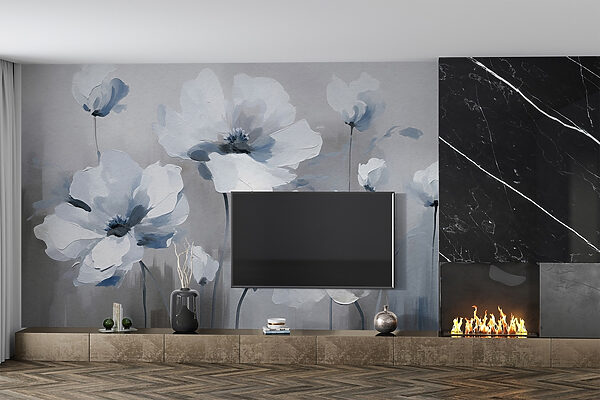 Painting of white flowers Painting of white flowers