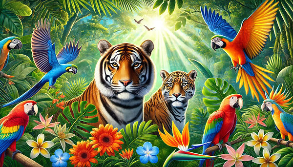 Group of animals in the jungle Group of animals in the jungle