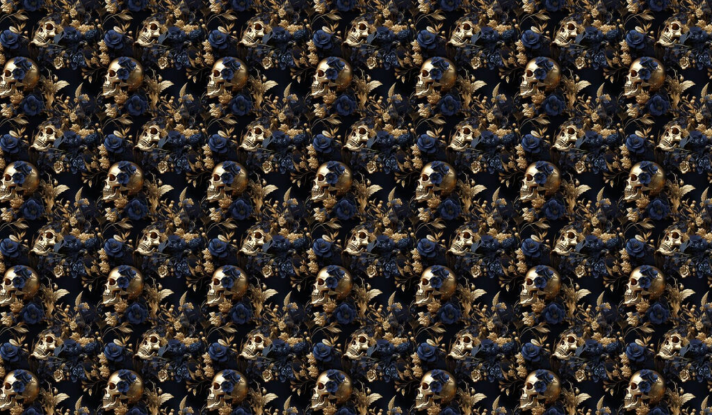 Pattern of skulls and flowers Pattern of skulls and flowers