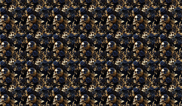 Pattern of skulls and flowers Pattern of skulls and flowers