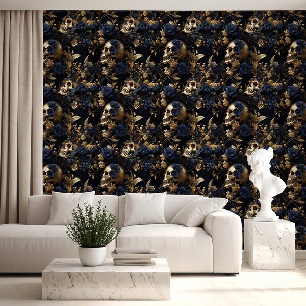 Pattern of skulls and flowers Pattern of skulls and flowers