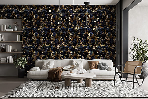 Pattern of skulls and flowers Pattern of skulls and flowers