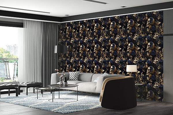 Pattern of skulls and flowers Pattern of skulls and flowers