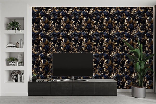 Pattern of skulls and flowers Pattern of skulls and flowers