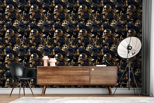 Pattern of skulls and flowers Pattern of skulls and flowers