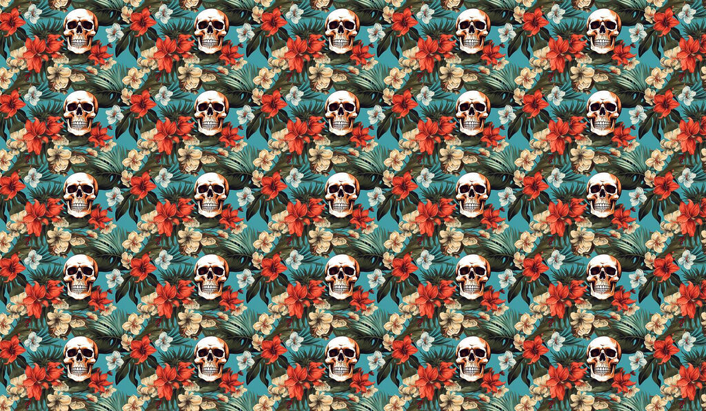 Pattern of flowers and skulls Pattern of flowers and skulls