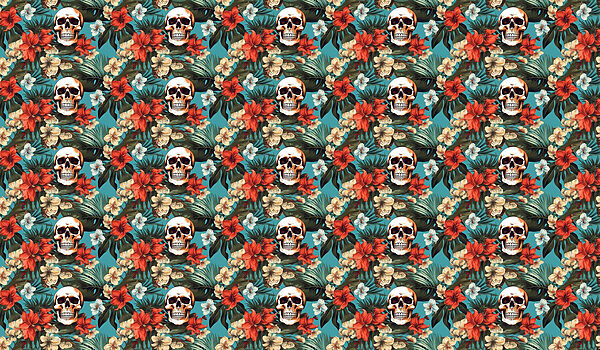 Pattern of flowers and skulls Pattern of flowers and skulls