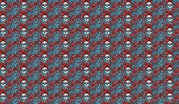 Pattern of skulls in red hats Pattern of skulls in red hats