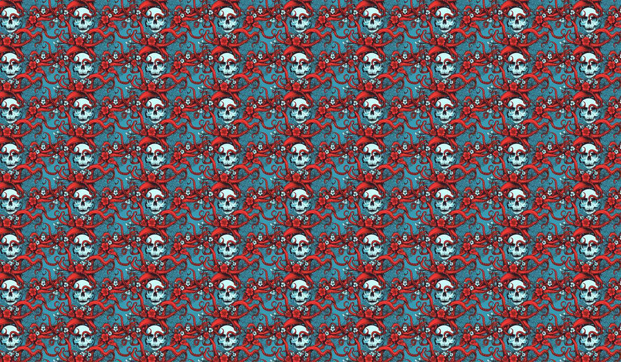 Wall murals Pattern of skulls in red hats - Image 6