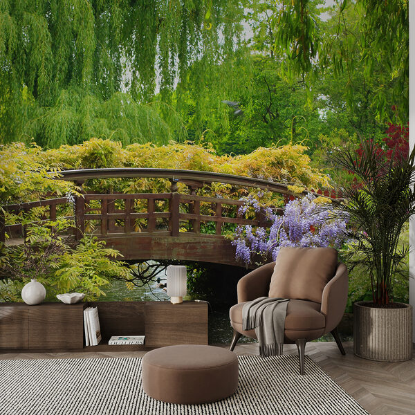 Bridge over water with trees and plants Bridge over water with trees and plants
