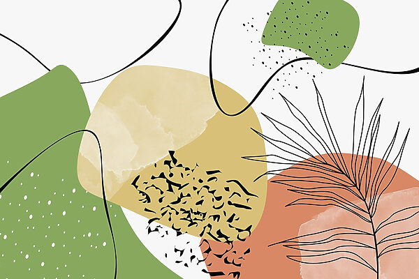 Colorful art with black and green shapes Colorful art with black and green shapes