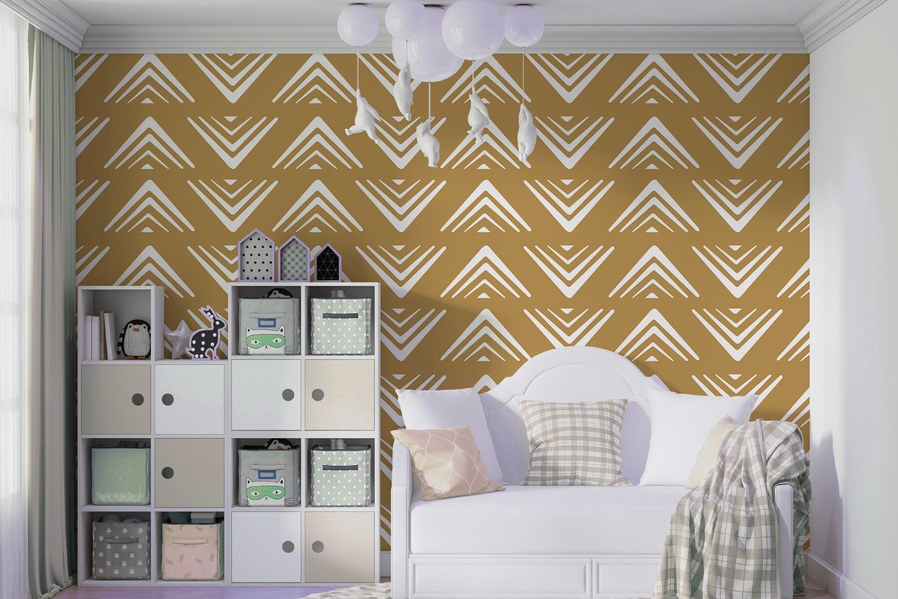 Pattern of triangles on a yellow background