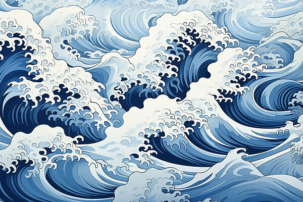 Blue and white wave pattern Blue and white wave pattern
