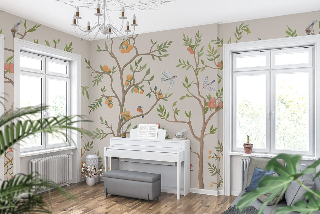 Wallpaper with birds and trees Wallpaper with birds and trees
