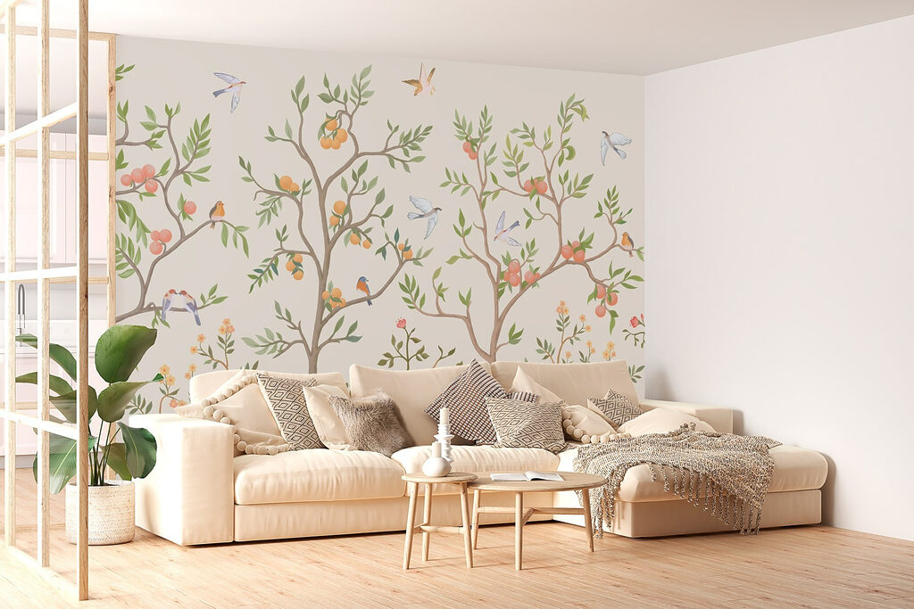 Wallpaper with birds and trees Wallpaper with birds and trees