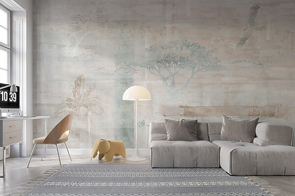 Wallpaper with trees and birds