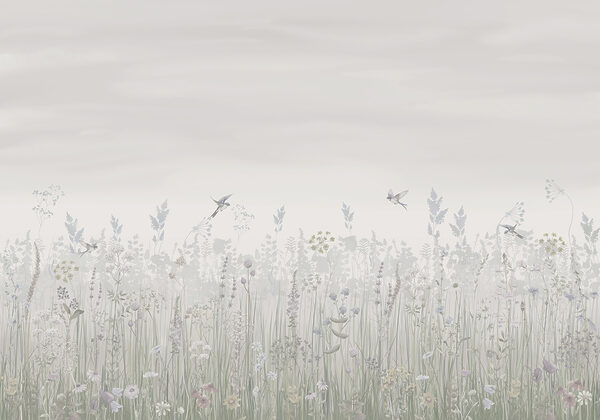 Field of flowers and birds Field of flowers and birds