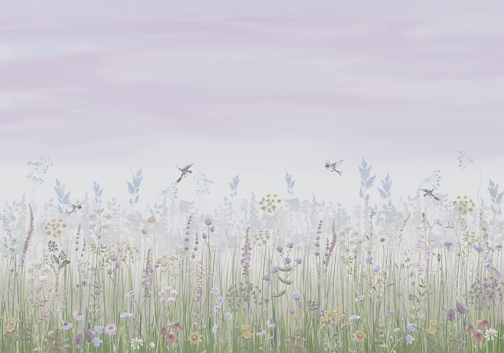 Field of flowers and birds Field of flowers and birds