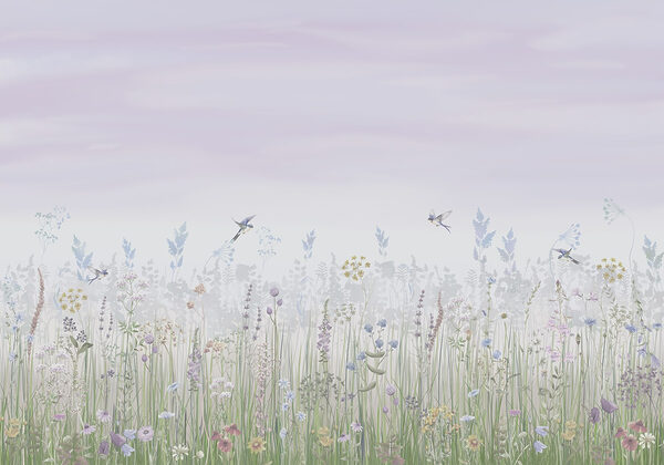 Field of flowers and birds Field of flowers and birds