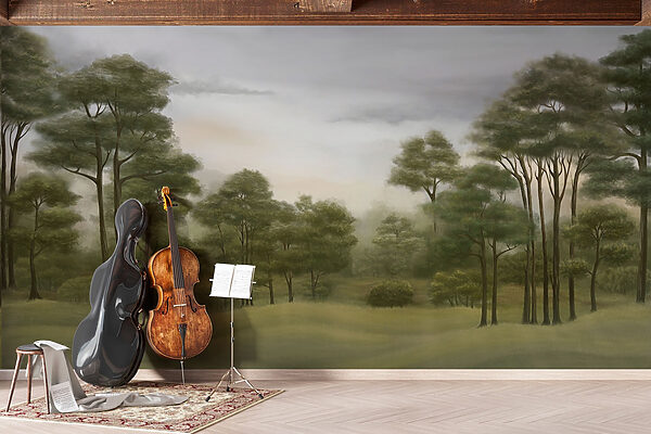 Wall murals Landscape with trees and grass (SKU: w02193) Wall murals Wall murals Landscape with trees and grass (SKU: w02193)