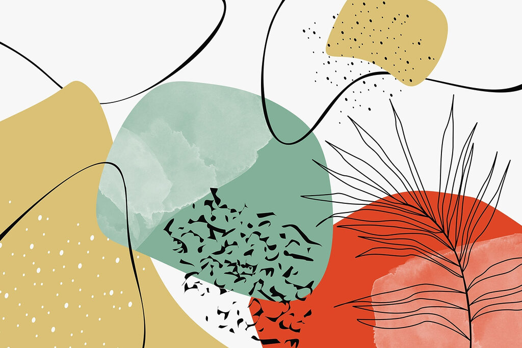 Colorful art with black and red and yellow shapes Colorful art with black and red and yellow shapes