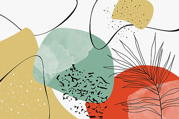 Colorful art with black and red and yellow shapes Colorful art with black and red and yellow shapes