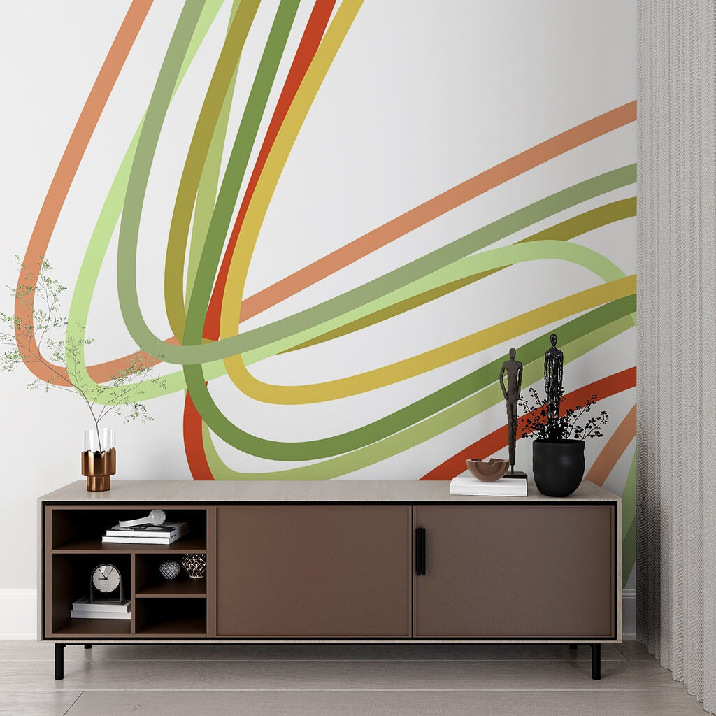 Colorful lines on a white background