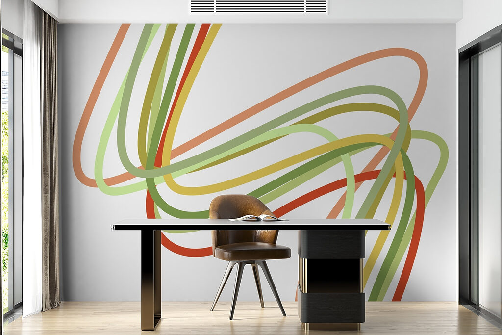 Colorful lines on a white background