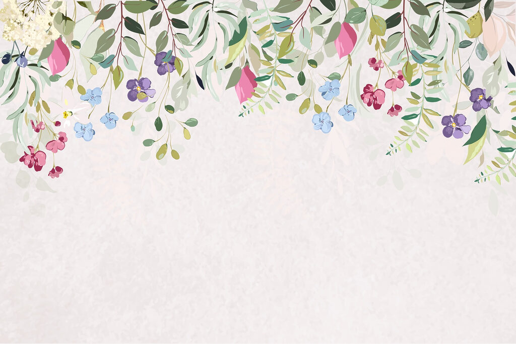 Floral border with flowers and leaves Floral border with flowers and leaves
