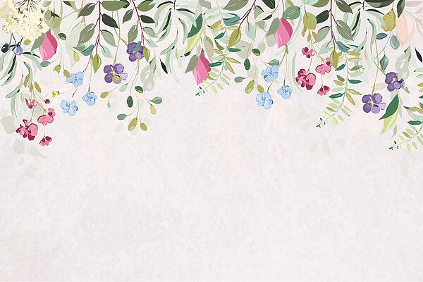 Floral border with flowers and leaves Floral border with flowers and leaves