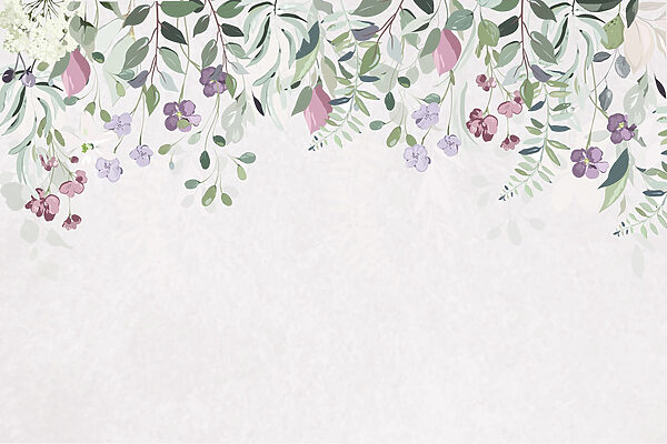 Floral border with purple flowers and leaves Floral border with purple flowers and leaves