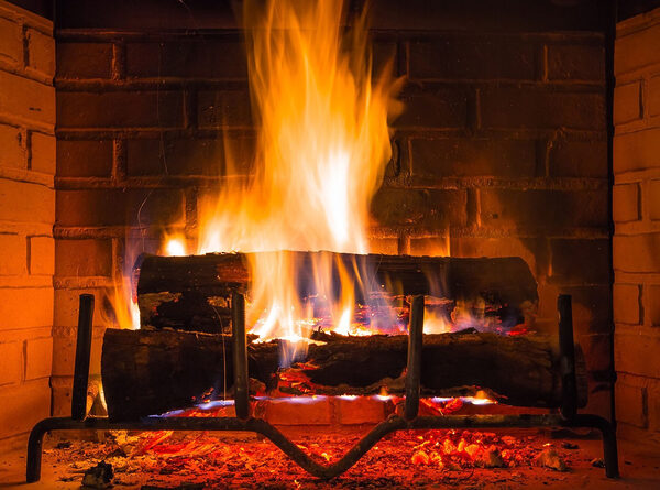 Fire in a fireplace Fire in a fireplace
